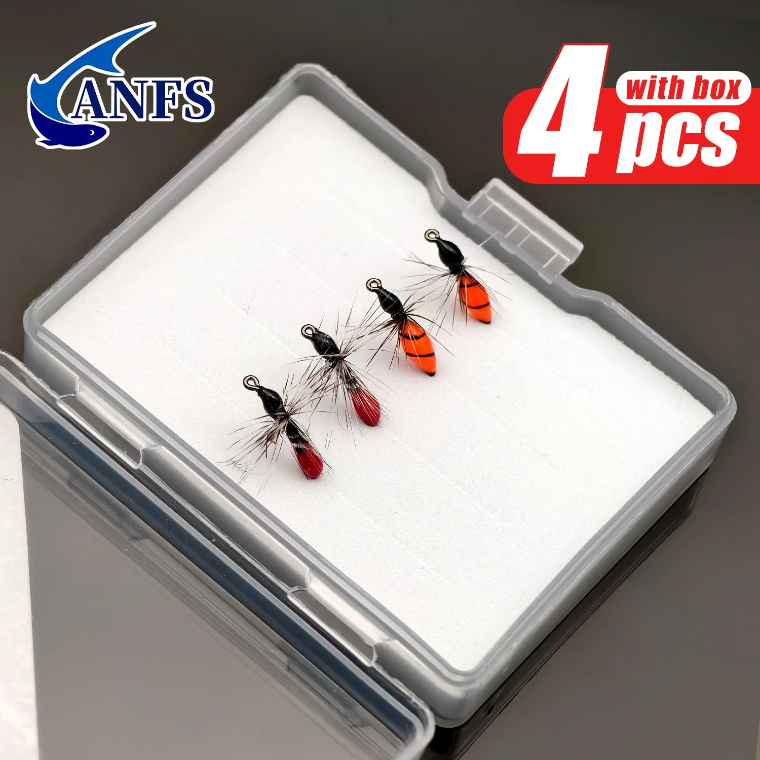ANFS 4pcs/8pcs Ants Fly Fling Flies Mix Color with Box, Artificial Insect Baits, Cool Fly Fishing Accessory