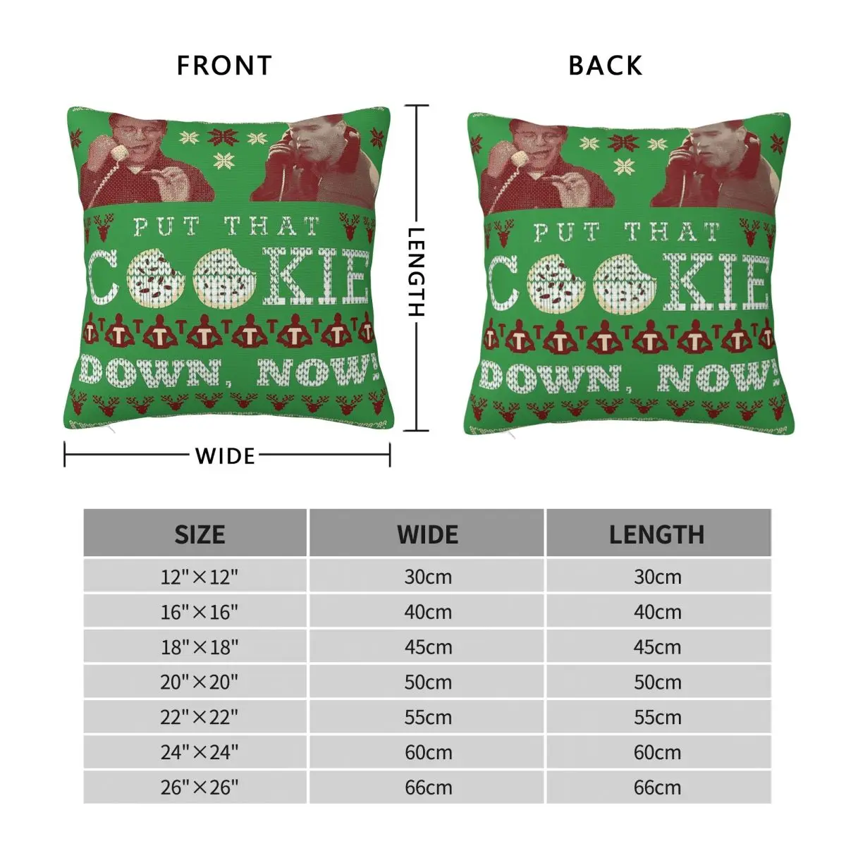 Put That Cookie Down Now Jingle All The Way Pillowcase Polyester Linen Velvet Creative Zip Decor Throw Pillow Sofa Cover 45x45