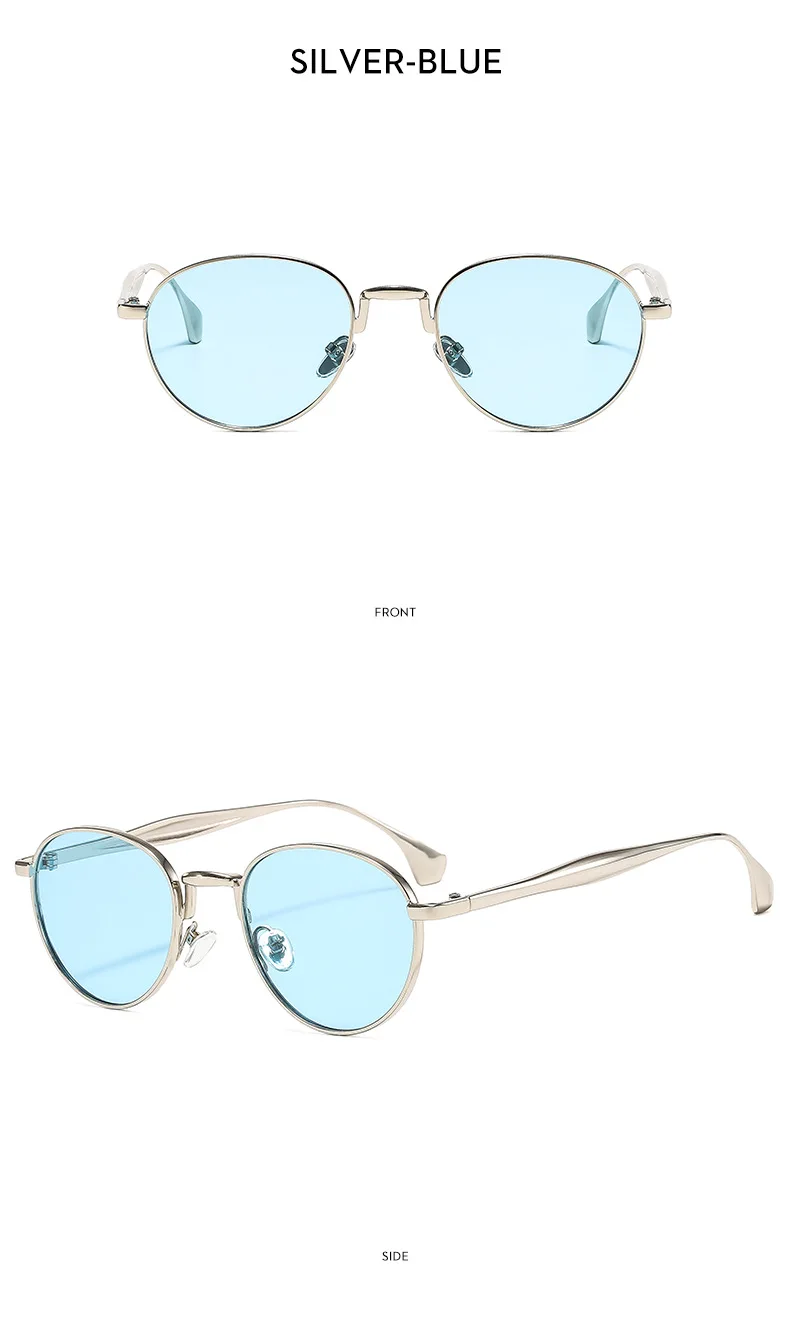 SHAUNA Retro Metall Runde Punk Männer Sonnenbrille Shades UV400 Mode Trend Gradienten Frauen Sonnenbrille – Detail 15