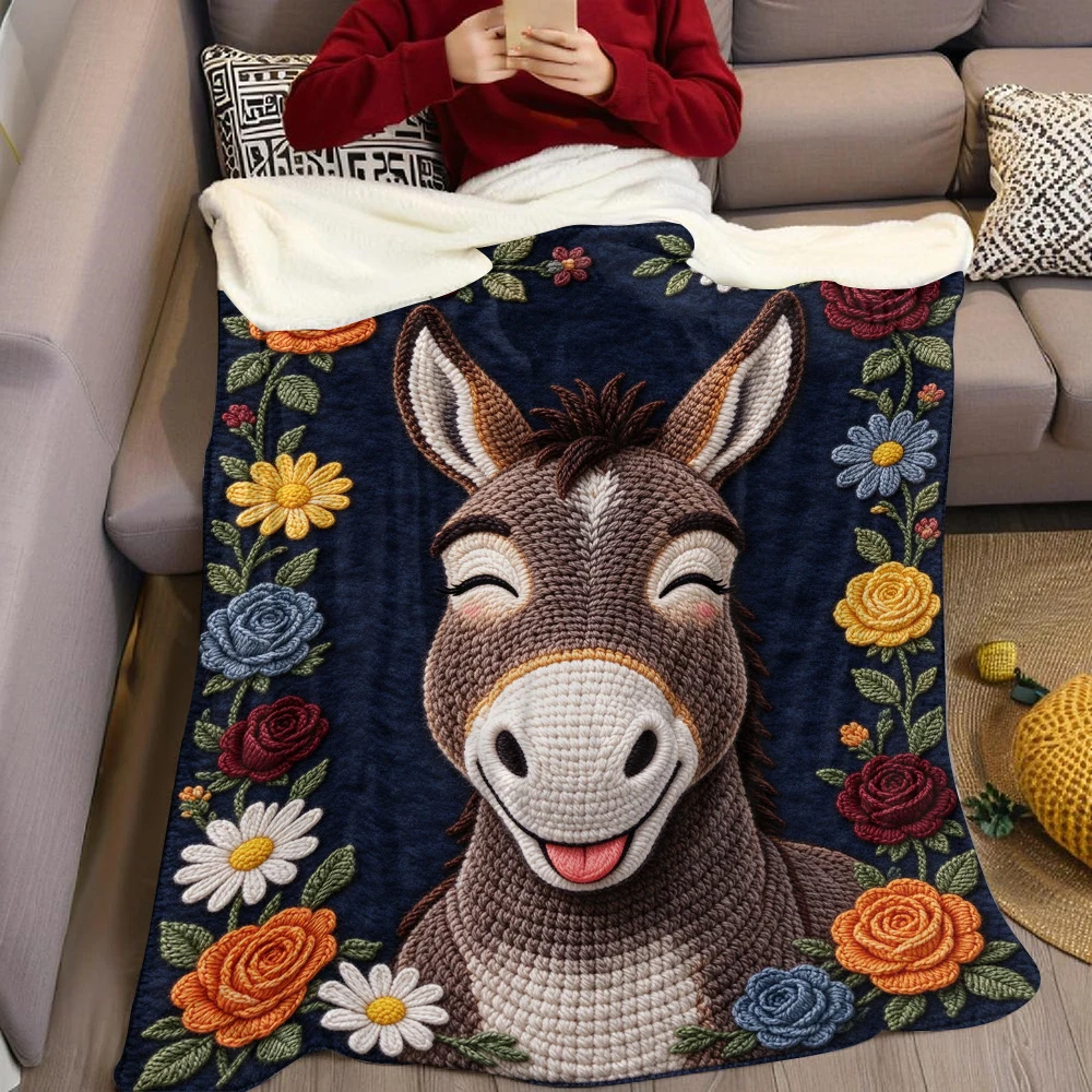 Stitch Blue America Lightweight Flannel Blanket Breathable Cozy Throw Blanket for Spring Summer Sofa Bed Air Conditioning