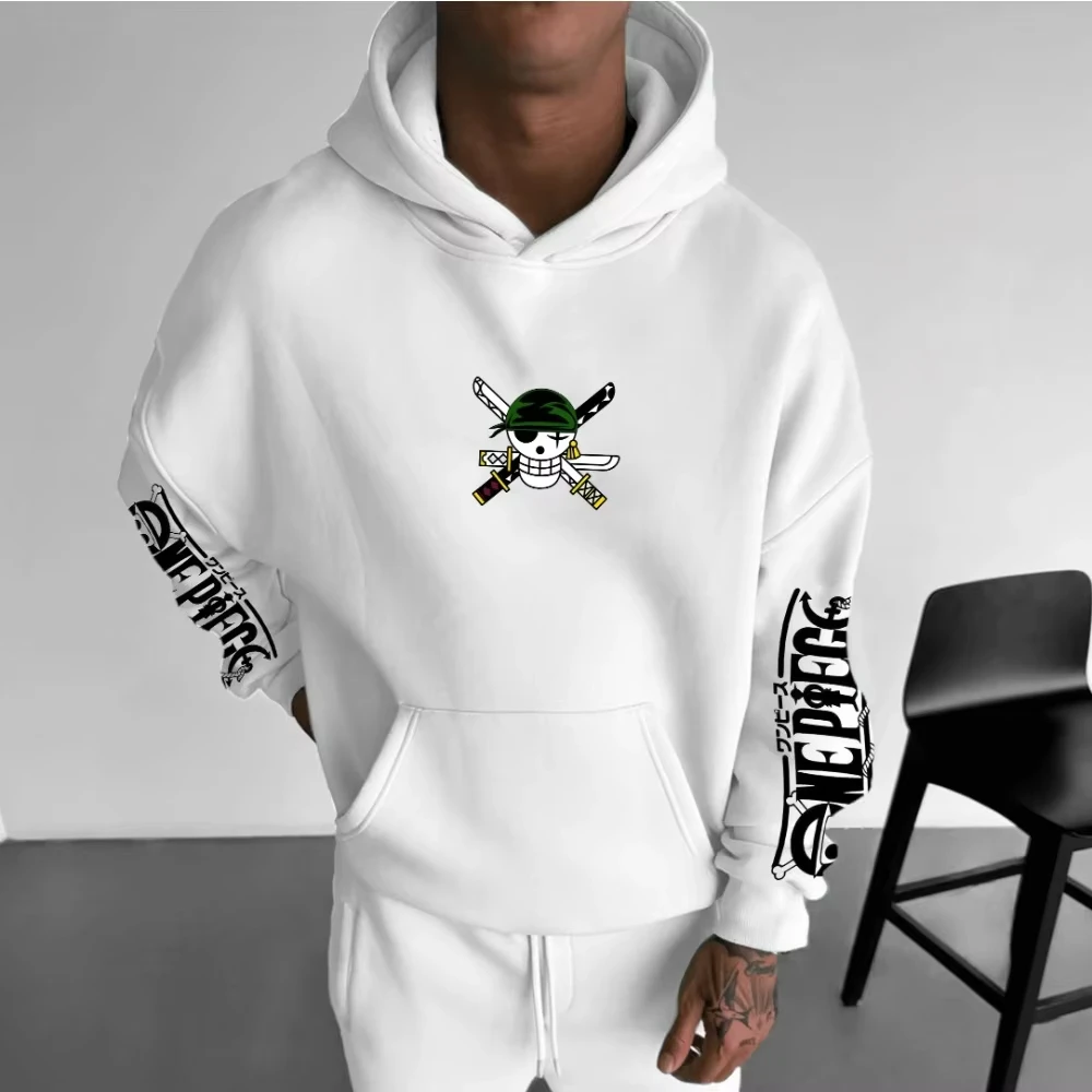 ONE PIECE Sudadera con capucha para hombre, suéter Roronoa Zoro, Anime japonés, primavera y otoño, ropa de manga larga para padres e hijos