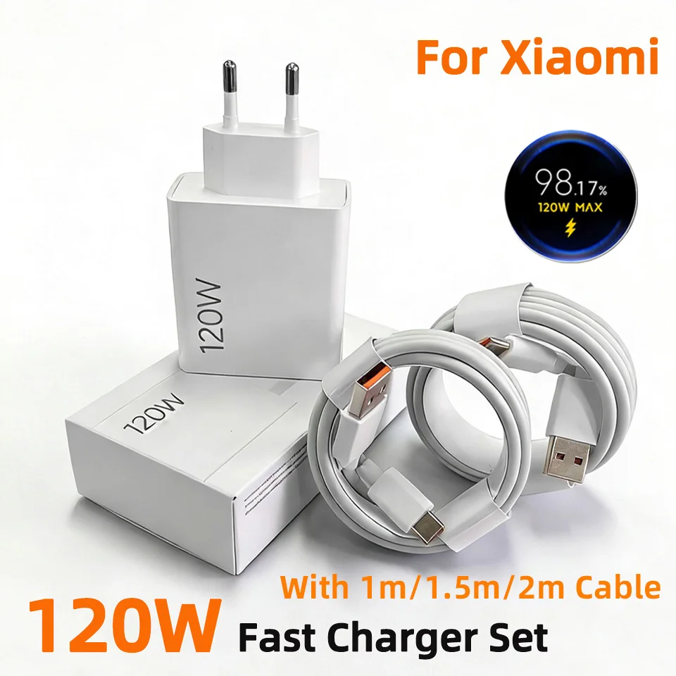 

Зарядное устройство USB 120 Вт для XIAOMI, быстрая зарядка 100 Вт, адаптер для Mi 17 Pro Max 14 15 Redmi Note 13 Poco F7 F8