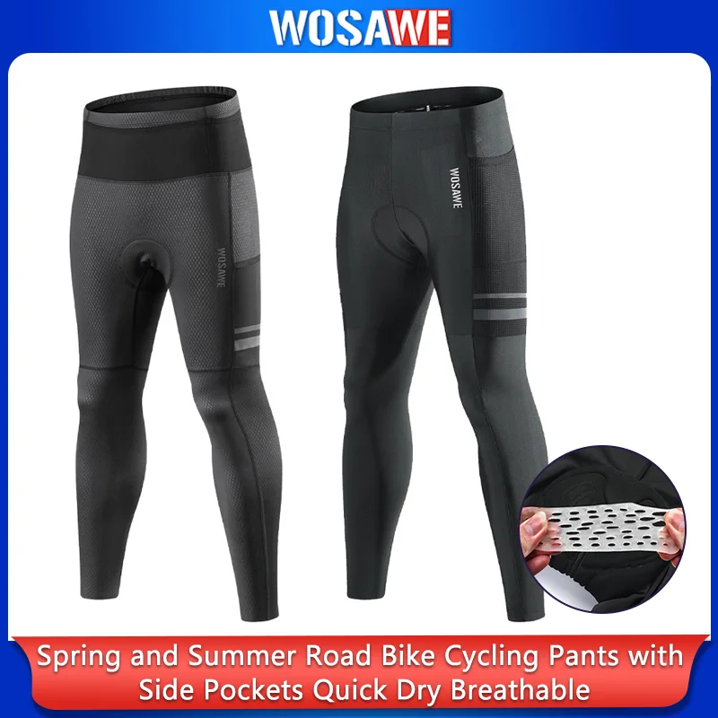 

WOSAWE Spring/Summer Road Bike Cycling Pants with Side Pockets, Quick-Dry Breathable Cycling Apparel