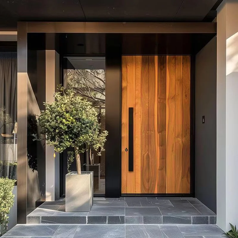 

Входные двери из дерева с текстурой под дерево, защитные двери, входные двери для вилл