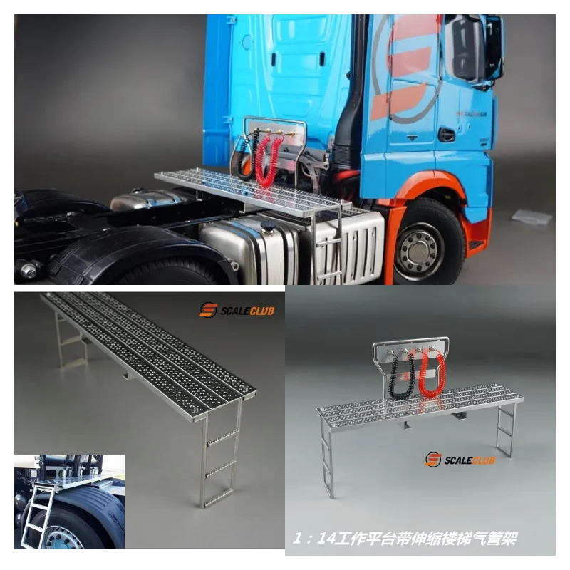 

Scaleclub Model 1：14 Tractor Upgrade Metal Girder Working Platform Telescopic Stair Tread For Tamiya Lesu For Scania Man Actros