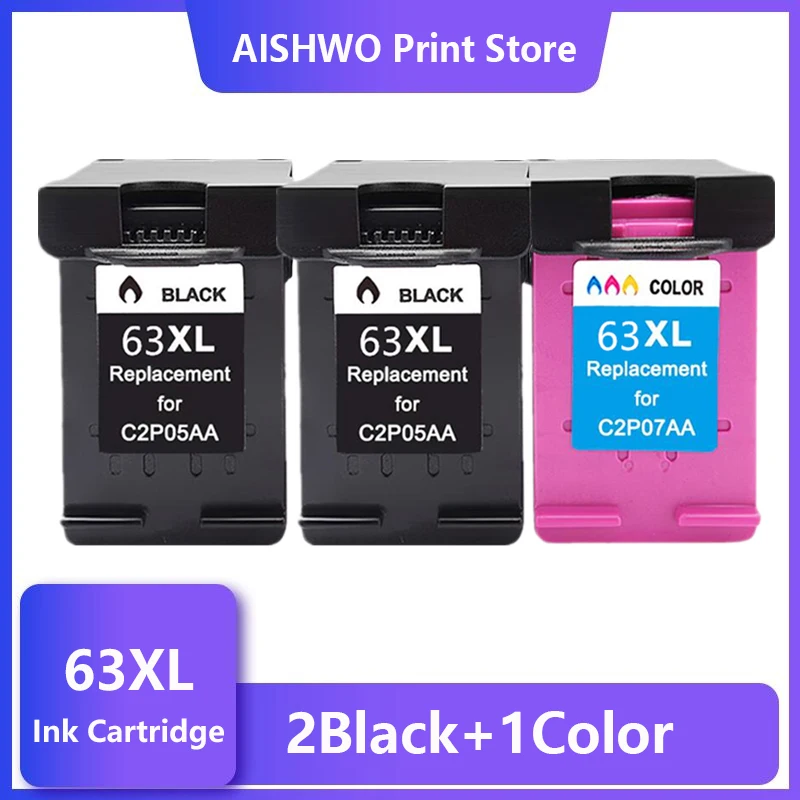 

ASW 63XL Ink Cartridge Replacement for HP 63 XL HP63 for Deskjet 1110 2130 2131 2132 3630 5220 5230 5252 Printer