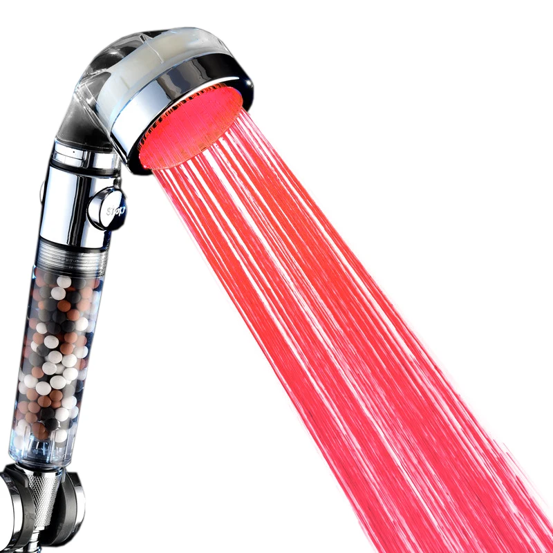 Romantic 7 Colors Water Temperature Sensor LED Light Bathroom Filter Showers