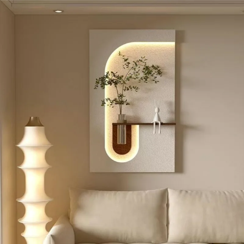 زينة المدخل وحدة إضاءة LED جداريّة مصابيح النباتات الخضراء للممر المدخل غرفة المعيشة الحديثة معلقة اللوحة المنزل زهرية أضواء جدارية