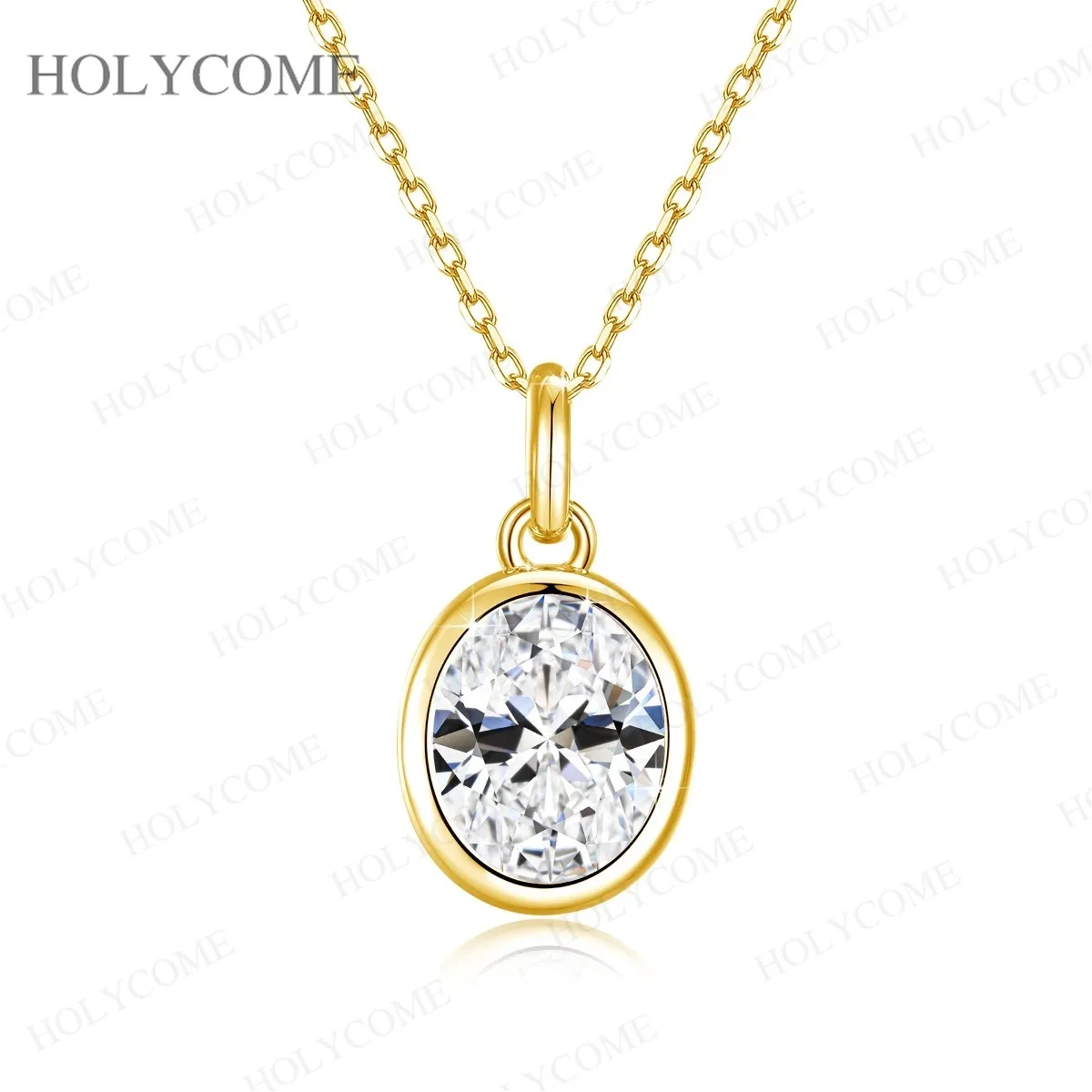 3 Karat Ovaler Moissanit-Anhänger Halskette für Damen, 925 Sterling Silber Solitär-Choker, Jubiläum, Verlobung, Party – Detail 6