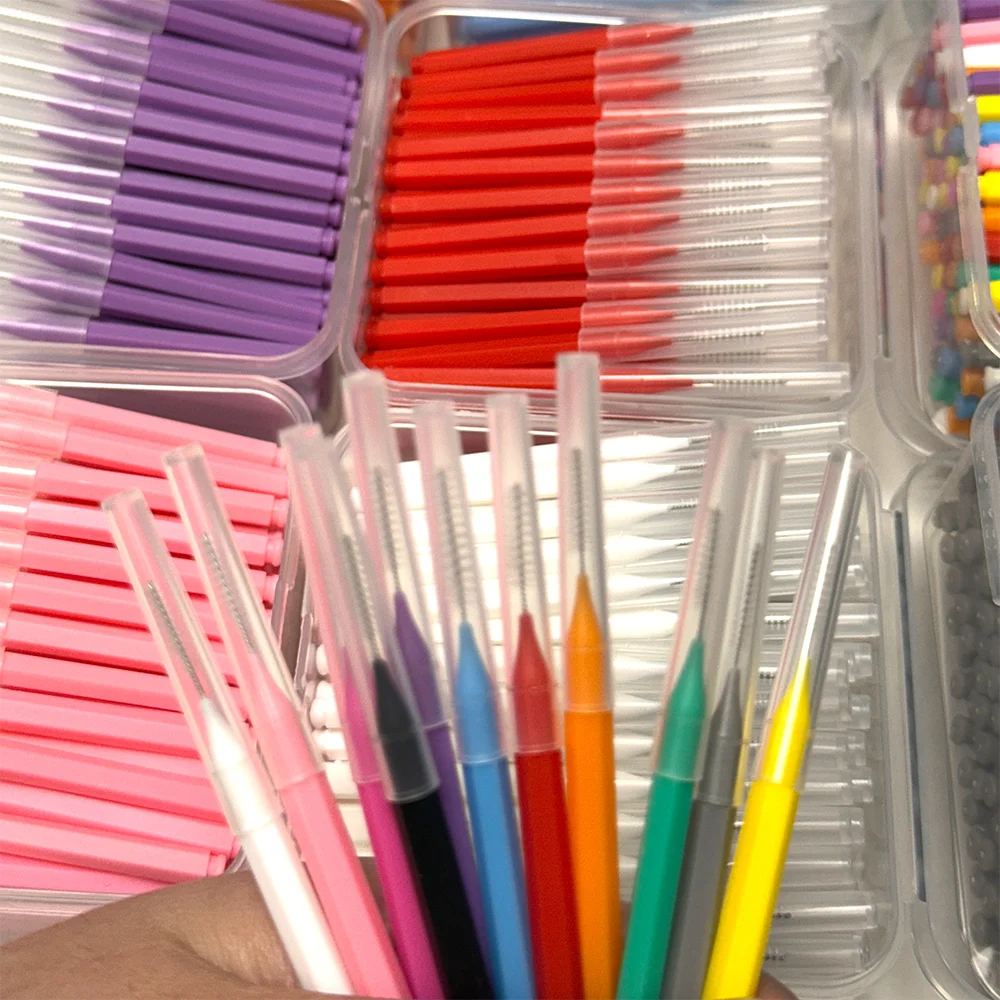 New 80Pcs/Box I-type push pull interdental brush 0.6-1.5Mm Cleaning Between Teeth Oral Care Orthodontic I Shape Tooth Floss