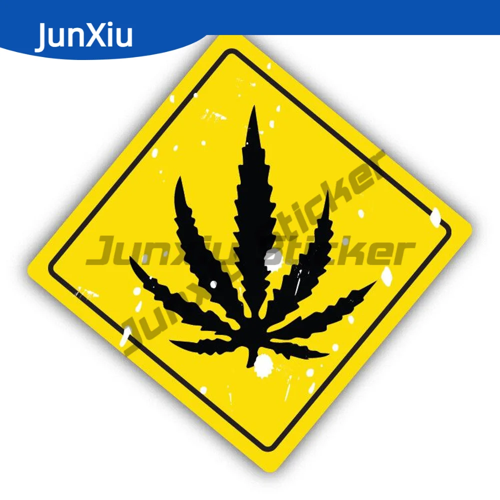 

Cannabis Warning Sign Sticker Funny Laptop Speedboat Rear Windshield Car Bumper Anti Scratch Decal Exterior Accessories Waterpro