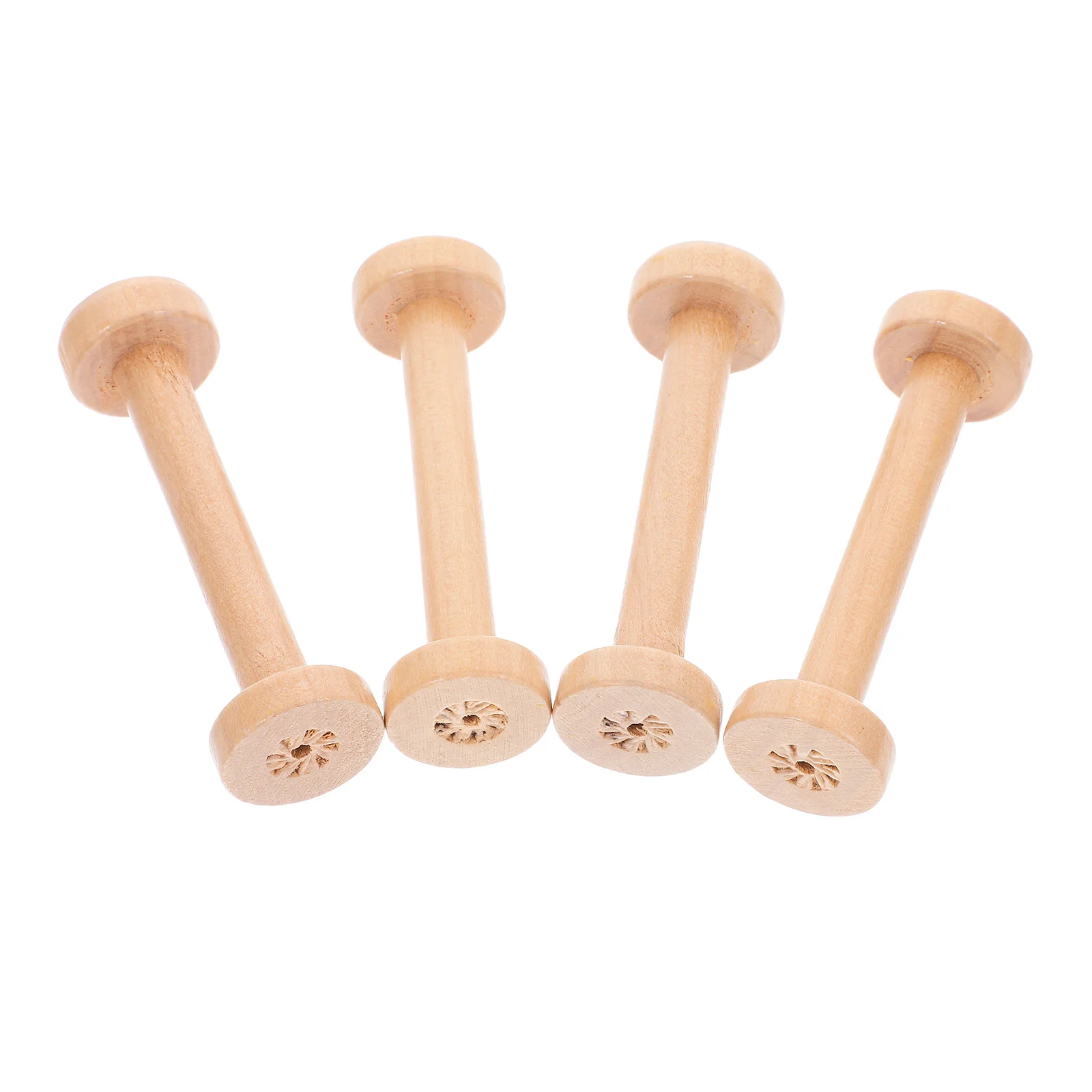 

4Pcs Wooden Thread Spools Unfinished Large Wood Bobbins for Craft Sewing Yarn Ribbon Wire Holder Unfinished Wood Spool