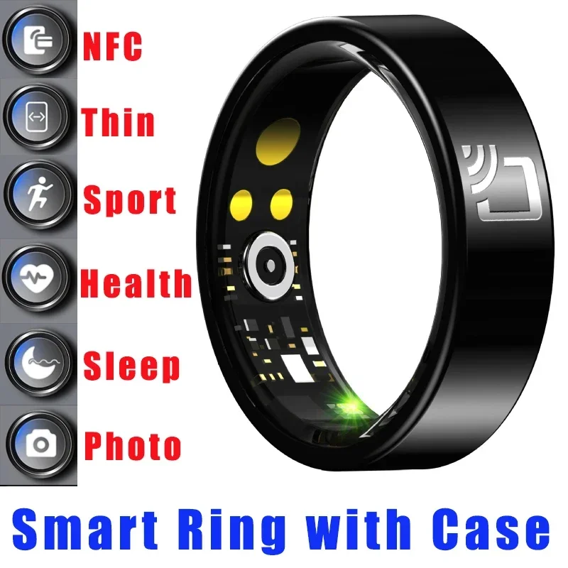 Smart Rings NFC Ring Health Fitness Tracker Ceramic Health Sleep Sport Tracking Heart Rate Monitor Rings with Charging Case