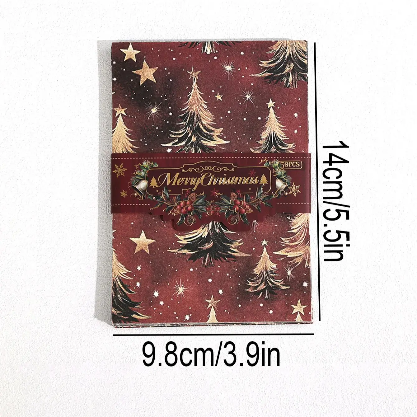 50 листов винтажной бумаги с рождественскими элементами, с различными узорами, материалы для украшения поздравительных открыток своими руками для скрапбукинга