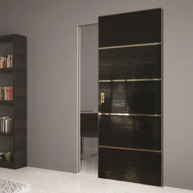 for Wholesale Eco Friendly Wooden Trackless Sliding Door Kitchen Partition Ghost Door Cloakroom Sliding Door System