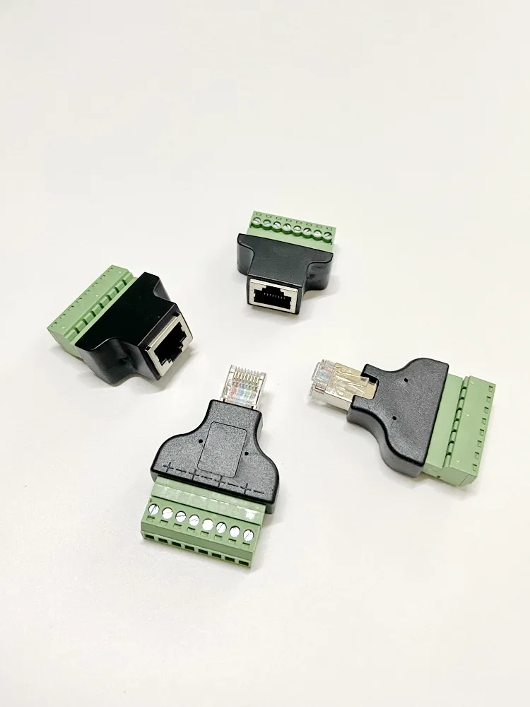 

Connector Welding Free Type Interface Jack Tail With Green Plug-in Terminal Block Network Cable Crystal Plug Socket RJ45 8P8C