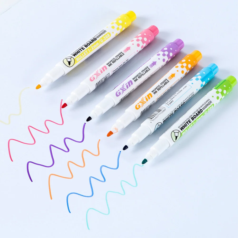 Spidol Papan Tulis Magnetik Spidol Kapur Cair yang Dapat Dihapus dengan Penghapus Tinta Berbasis Air Perlengkapan Kantor Cepat Kering