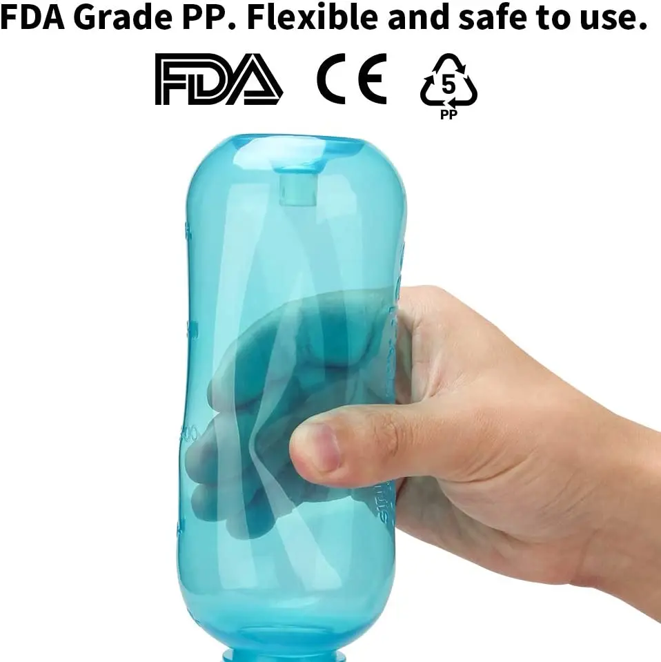 500ml Sinus Rinse Bottle Waterpulse Nasal Irrigation Sinuses Cleaning Nose Allergies for Adult Kid BPA Free Nasal Wash Bottles