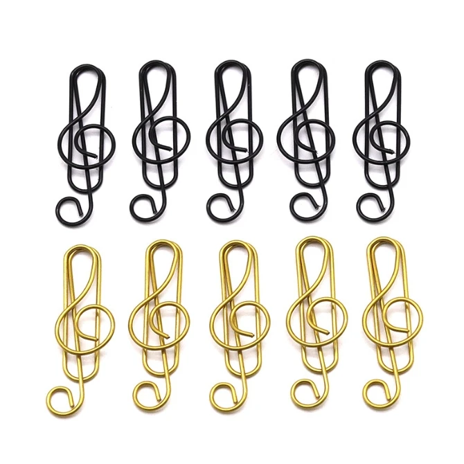 20Pcs Creative Music Paper Clips Musical Notes Paper Clip Holder Clamps Bookmark Office School Stationary Students Gift