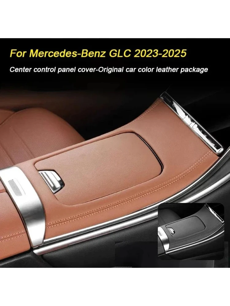 Skóra do Mercedes Benz GLC X254 2023 2024 2025, panel centralny konsoli, osłona ramki tylnego wylotu klimatyzacji i schowka na dźwignię zmiany biegów. — 2