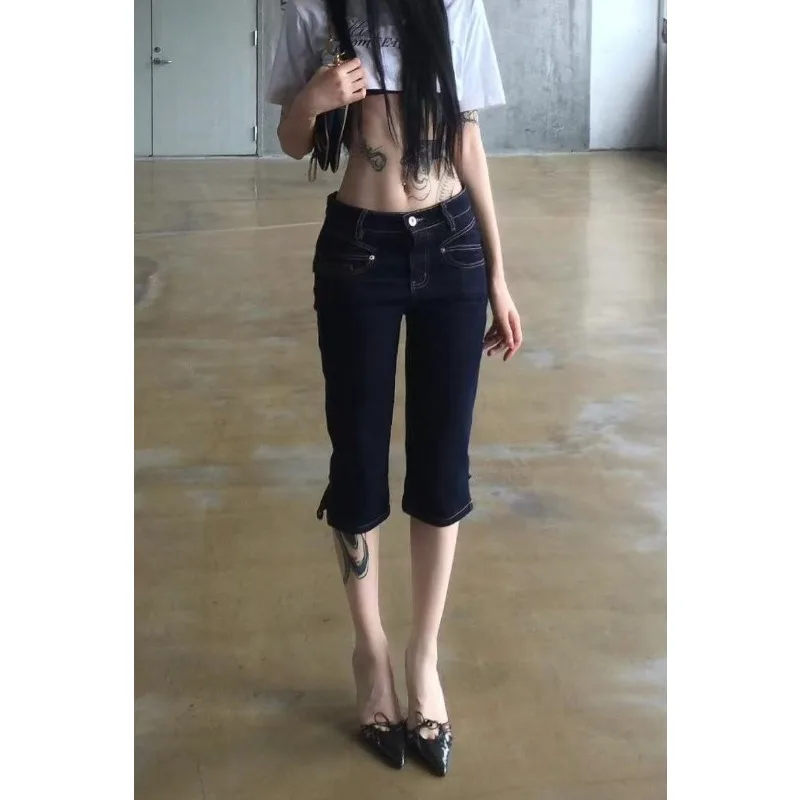 American Retro Low-rise Denim Cropped Pants 2026 Women's Summer Street Spice Straight Pants