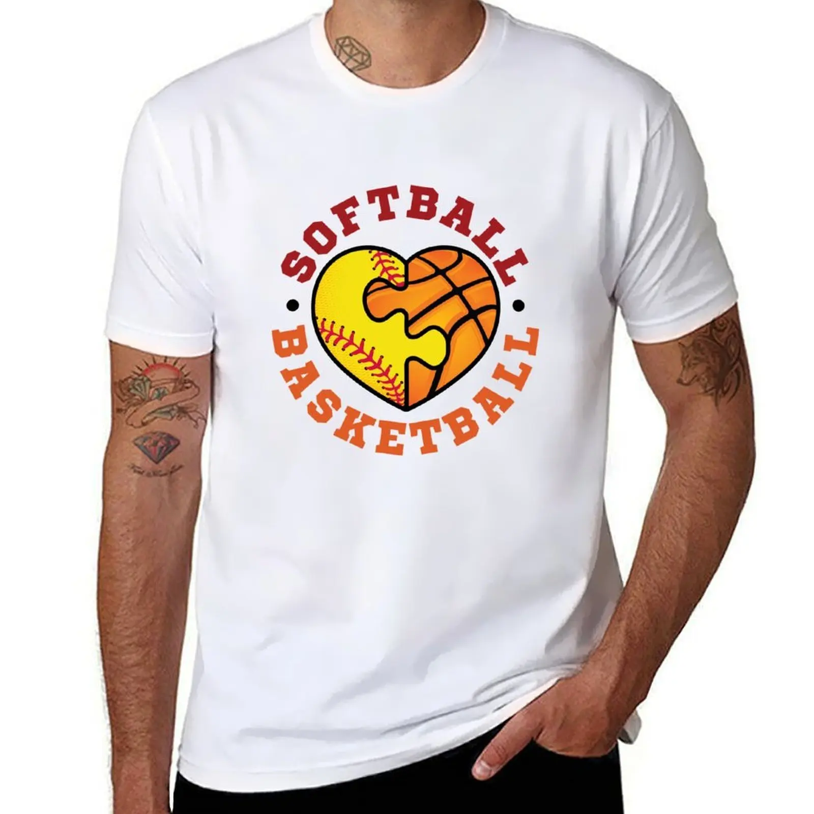 

Softball Basketball T-Shirt t shirts for man cotton funny man t shirt heavy cotton T-Shirt
