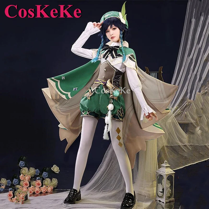 CosKeKe Venti Cosplay Game Genshin Impact Costume God Of Wind Gorgeous Sweet Combat Uniform Halloween Party Role Play Clothing