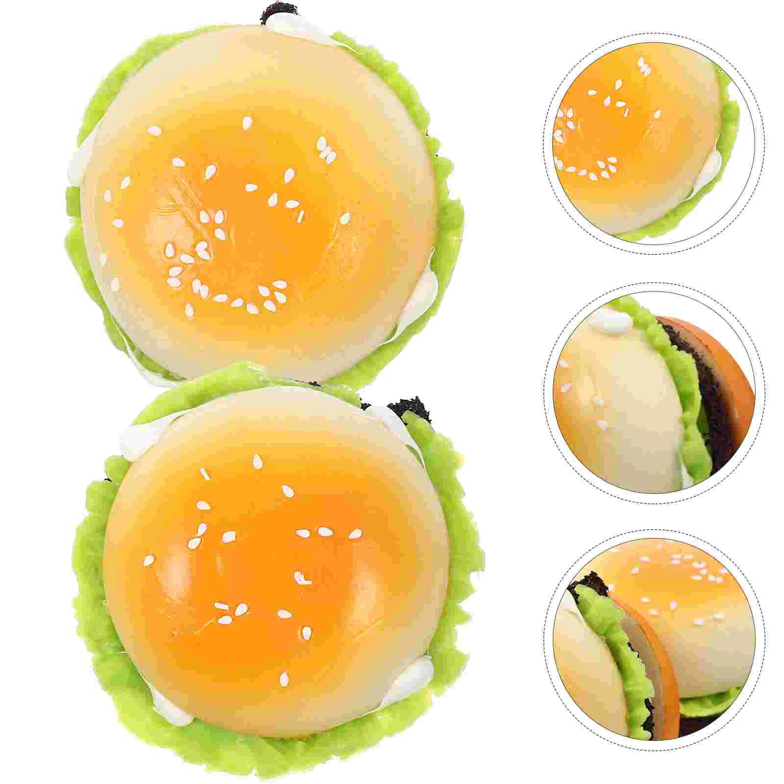 2 Pcs Hamburger Model Ornaments Fake Decors Models Delicate Artificial Molds Prop Photo Props Resin Burgers