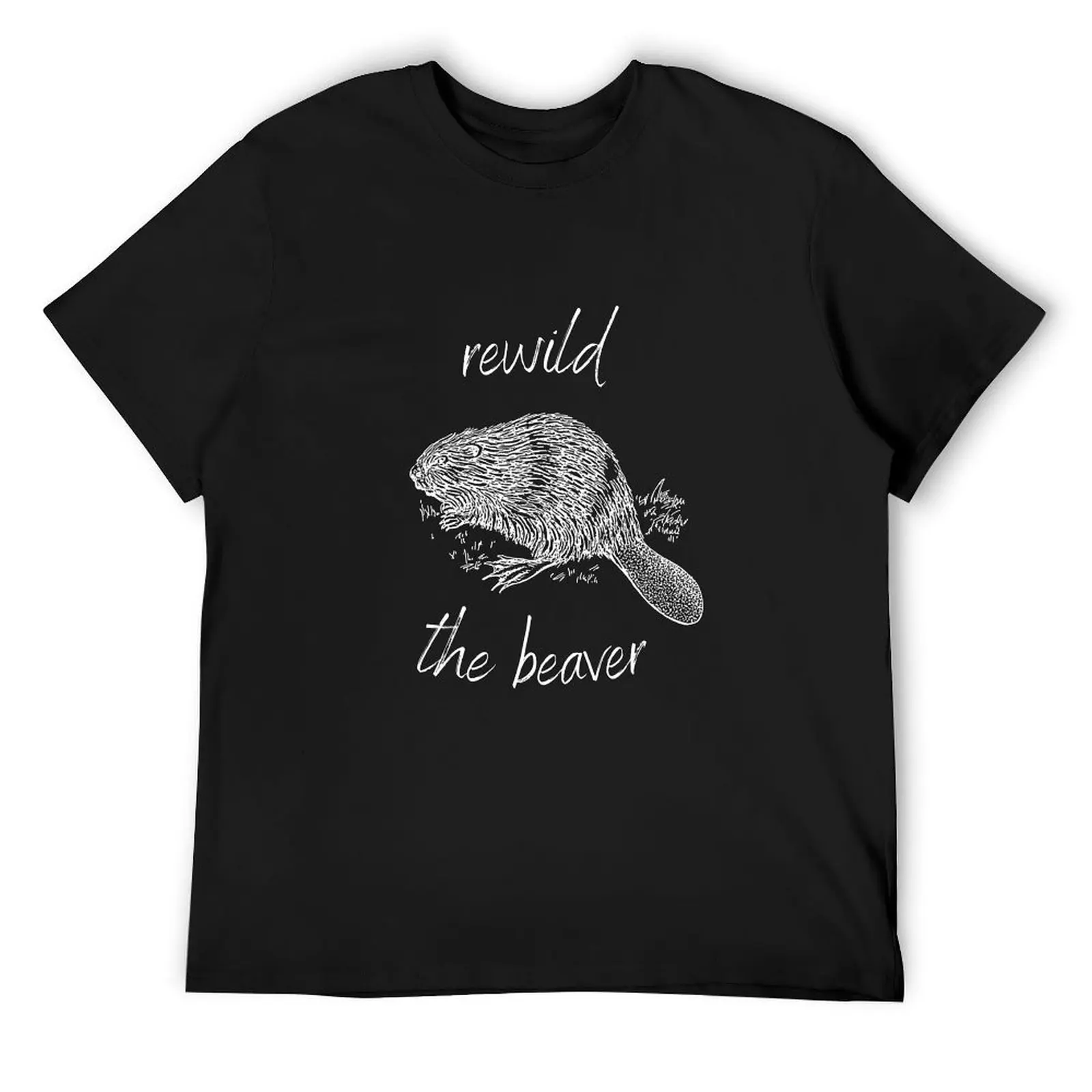 

Футболка Rewild the Beaver Rewilding Conservation (белый текст), летняя мужская одежда, мужская футболка