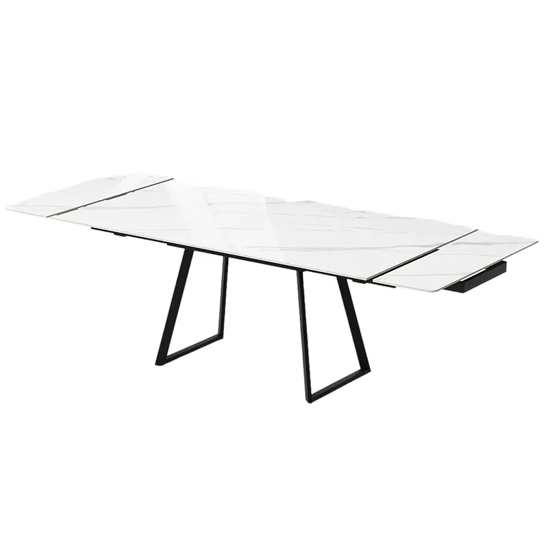 

Nordic Modern Retractable Dining Table Slate Home Rectangular Light Luxury Dining Set Extended Space-Saving Dining Table