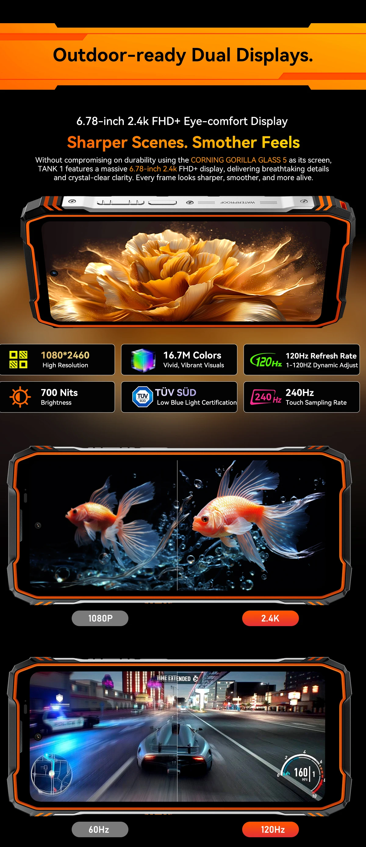 Blackview Oscal TANK 1 Rugged SmartPhone 5G 6.78" 2.4K 120Hz Display Dimensity 7050 20000mAh NFC 64MP AI Cellphone