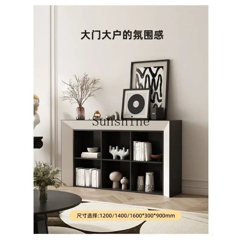 Black and white solid wood fireplace bookshelf medieval dining side cabinet living room decoration