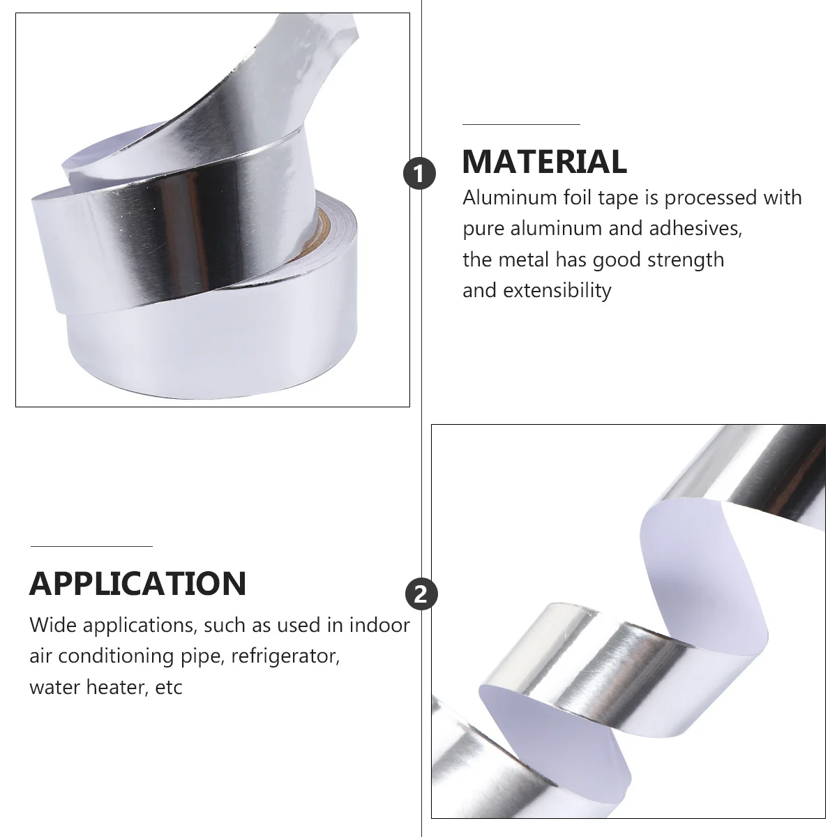 

2pcs High Temperature Insulation Foil Tape 4cmx20m Sealing Adhesive Repair Tool Silver Aluminum For HVAC Exhaust Pipes