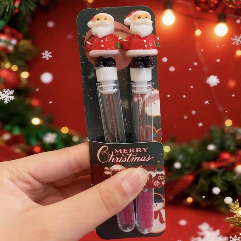 Christmas 3D Santa Claus Eyelash and Eyebrow Brush 2 Pcs Individually Packed Holiday Makeup Tools