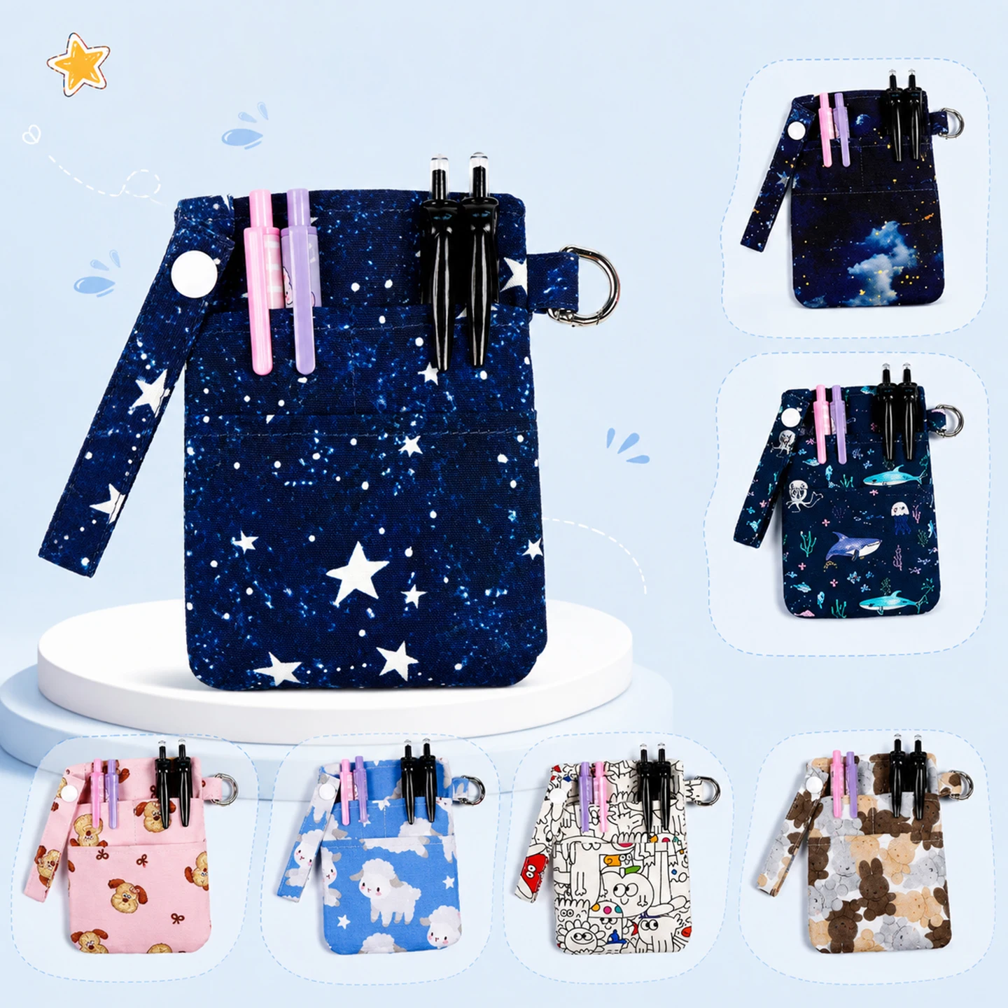 Navy Nurse Organizer Pocket Large Capacity Medical Pocket Lined Drip-proof Ink Pocket with Pen Slot P1385