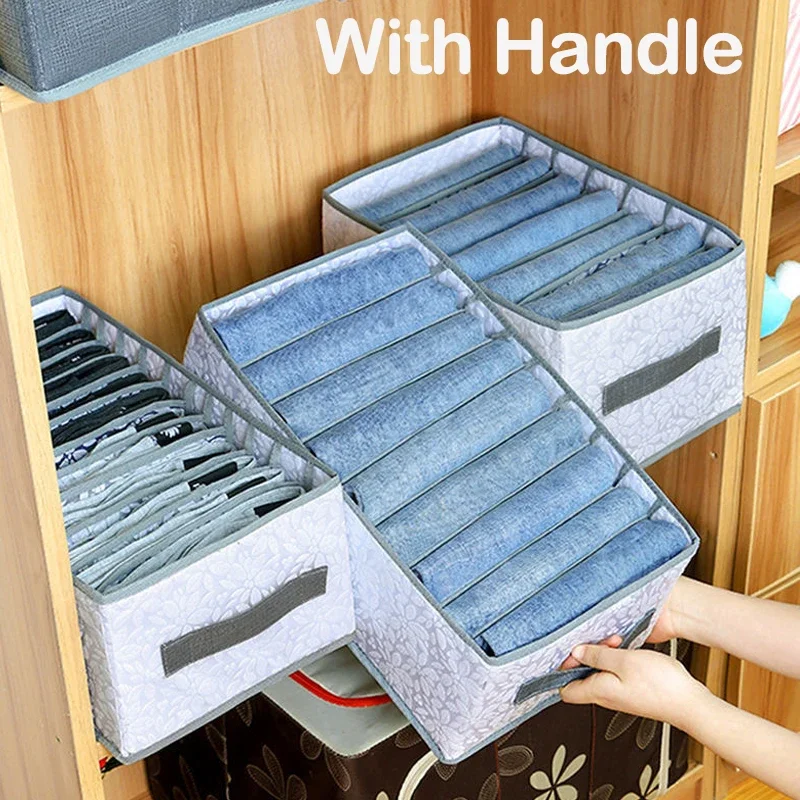 7 Grids/9Grids Jeans T-shirtt Closet Wardrobe Drawer Shirts Pants Organizers Storage Box Trousers Clothes Artifac
