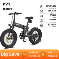 PVY TURBO Adult  Electric Bicycle 250W Motor City Electric Bike 48V13H Battery  E-bike 20 Inch Fat Tire Ebike