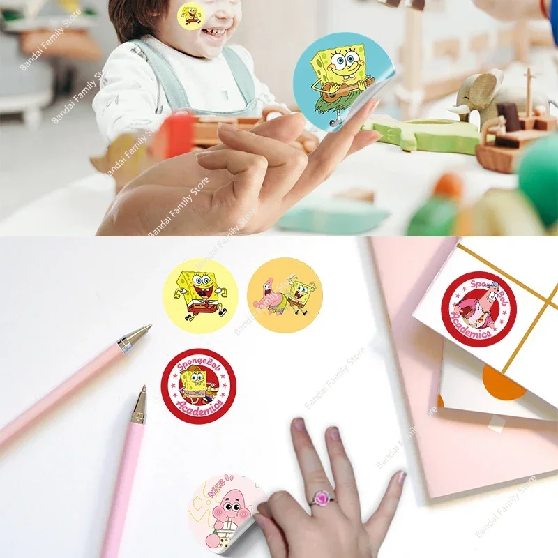 500pcs SpongeBob Children Anime Sticker Cute Kids Motivational Stickers Wedding Stickers Labels Envelope Seals Gift Decorations