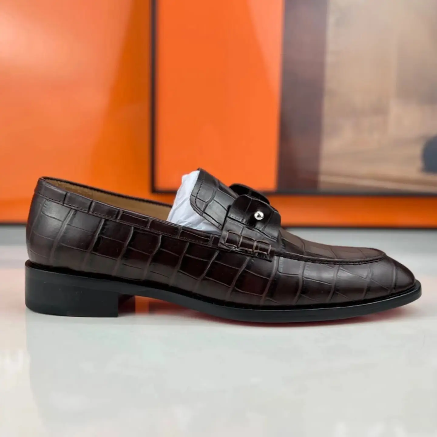 Derby Shoes Silver Button Men's Slip On Red Wine Snake Leather Oxford Shoes Formal Dress Shoes Red Bottom Wedding Footwear
