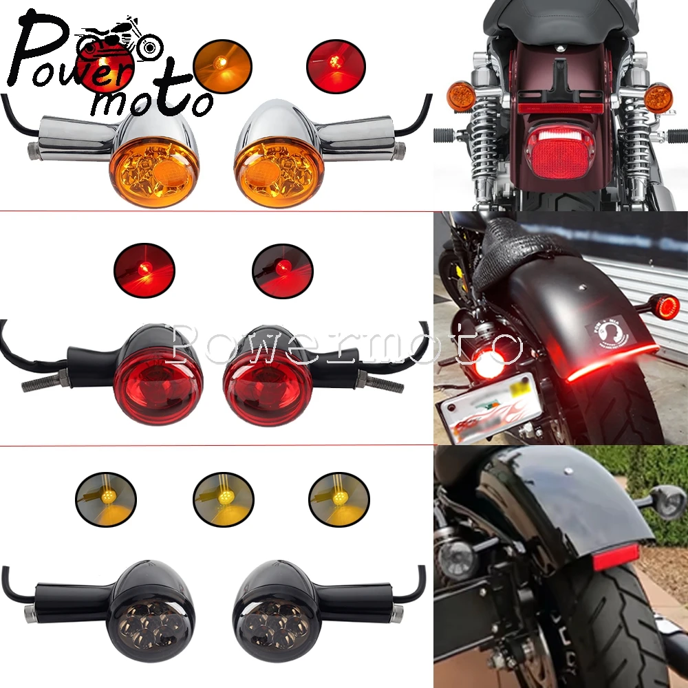 

Для Harley Sportster XL883 1200 92-22 черный/хромированный пуля задний стоп-сигнал индикаторная лампа мотоцикла светодиодные указатели поворота