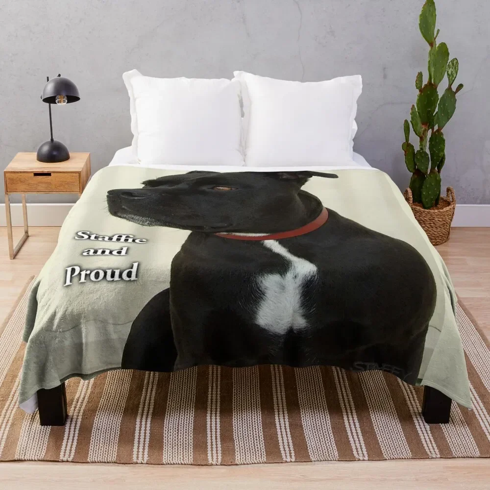 Staffie and Proud Throw Blanket Bed Fashionable Sofa Quilt Decorative Beds Polar Blankets