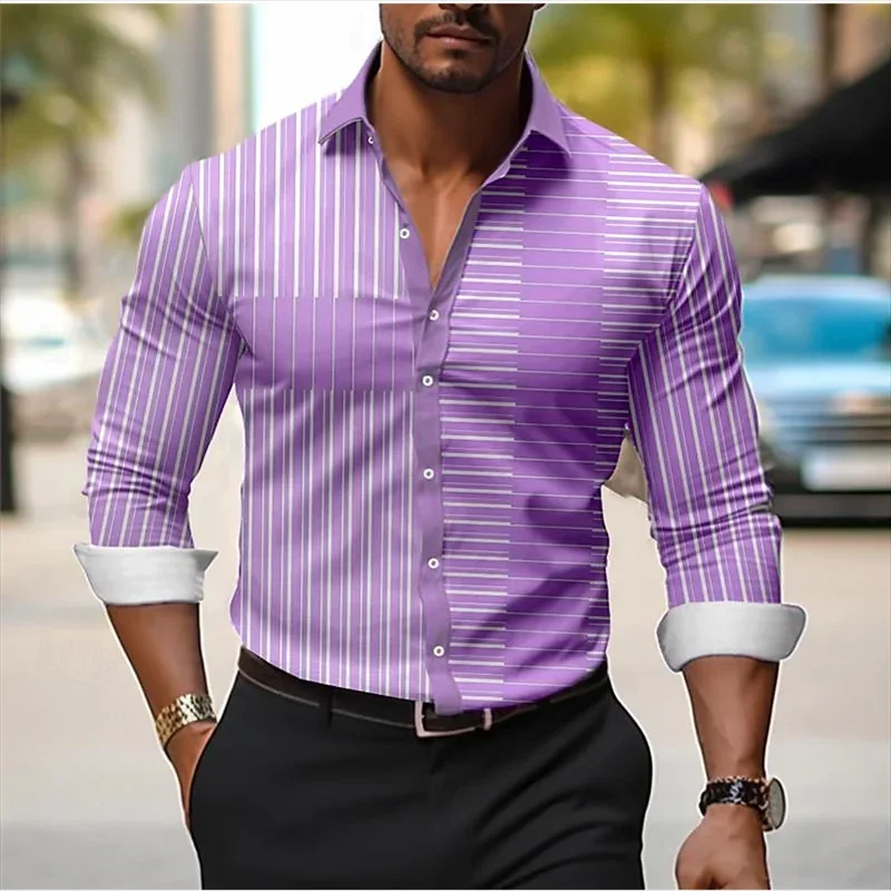 2024 Men's Latest Trendy Casual Sports Large Lapel Button Soft and Comfortable High Definition Design Fashion Printed Shirt