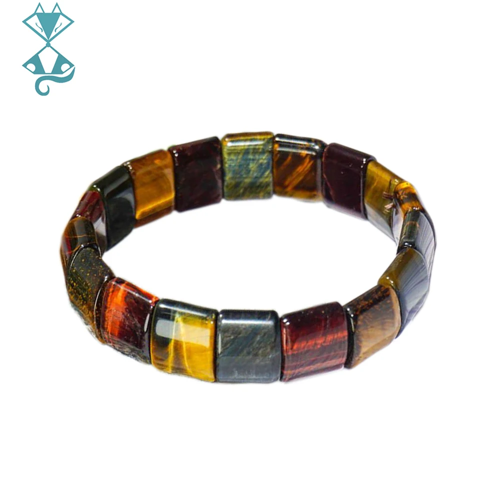 High Quality Real Colored Tiger Eye Stone Handrow Men Bracelet Bangles Fashion Hand String Row Women Yoga Power Jewelry