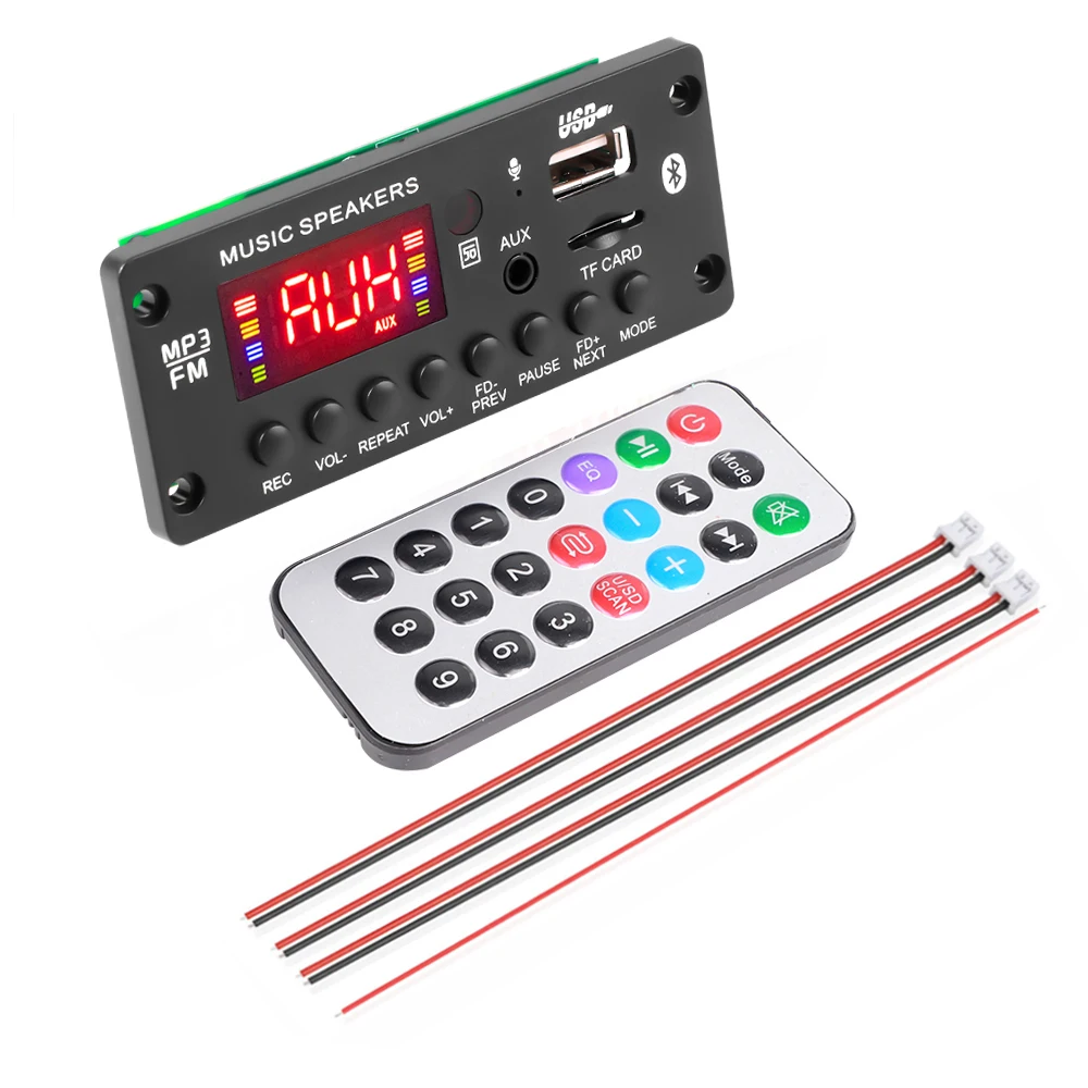 شاشة ملونة لمضخم صوت 7-15 فولت 50 وات لوحة فك تشفير MP3 2*25 وات 12 فولت مشغل MP3 Bluetooth5.0 وحدة USB FM AUX راديو تسجيل يدوي