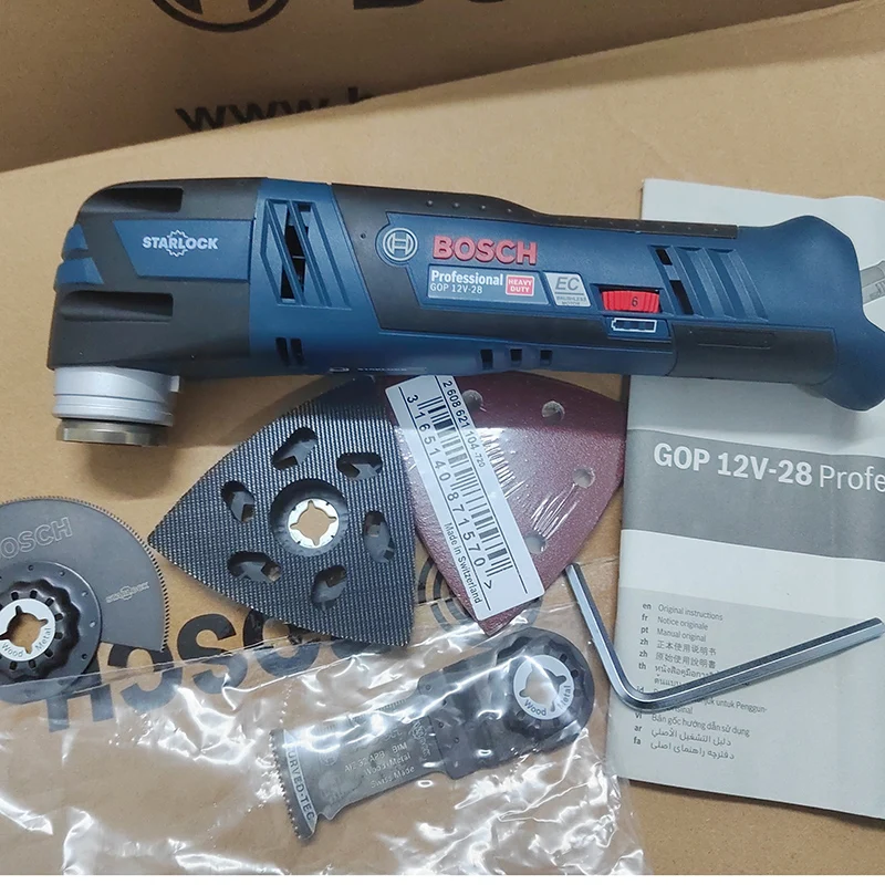 Шлифовальный станок Bosch GOP12V-28, Аккумуляторный бесщеточный Электрический аппарат для резки, Универсальный Осциллирующий многофункциональный инструмент Шлифовальный станок Bosch GOP12V-28, Аккумуляторный бесщеточный Электрический аппарат для резки, Универсальный Осциллирующий многофункциональный инструмент