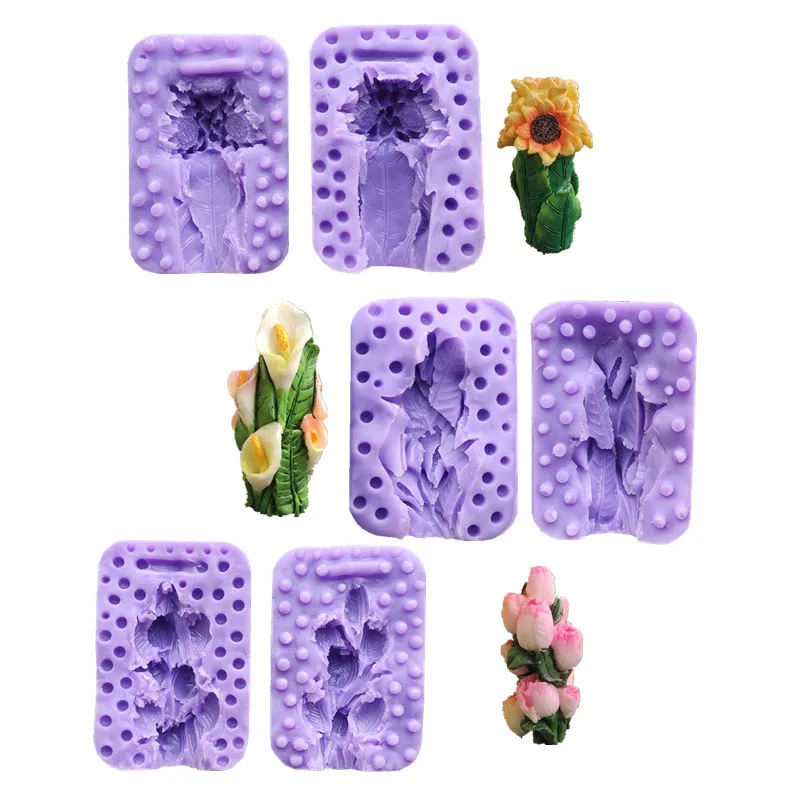 

PRZY Mold Silicone 3D Flower Candle Mold Cake Mold Silicone Tulip Sunflower Calla Lily Flowers Mold Clay Resin Moulds