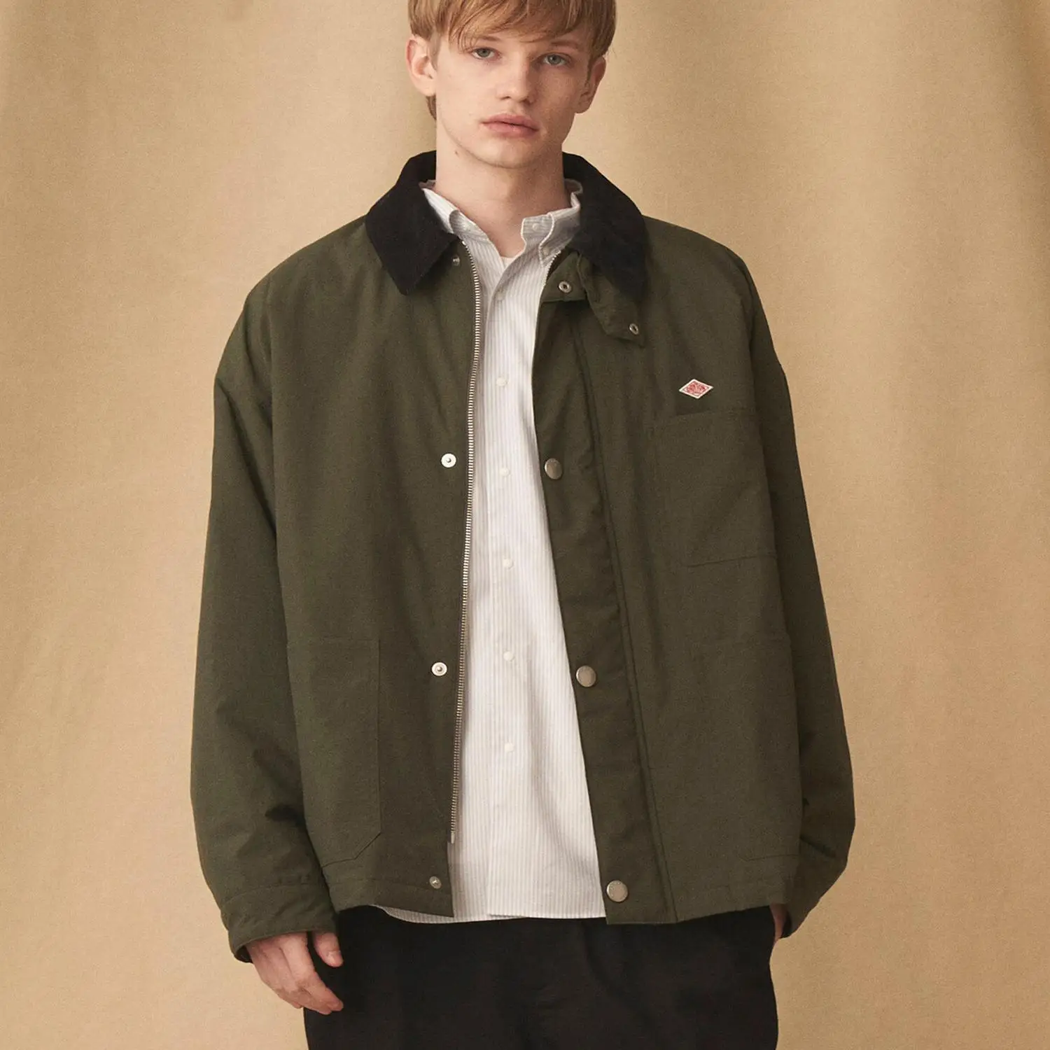 سترة قطنية فضفاضة مقاومة للماء بياقة من الكوردروي، معطف قطني متعدد الألوان مع جيوب متعددة للشباب #5