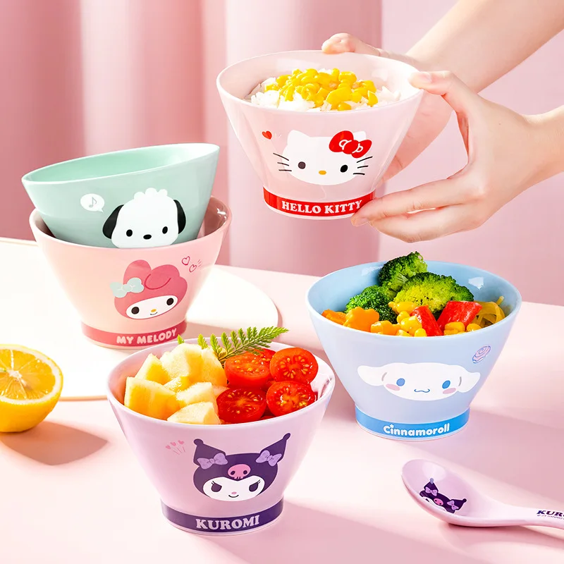 Kawaii سانريو مرحبا كيتي سينامورول وعاء سيراميك أدوات المائدة الإبداعية كورومي بلدي ميلودي وعاء الأرز لوازم المطبخ