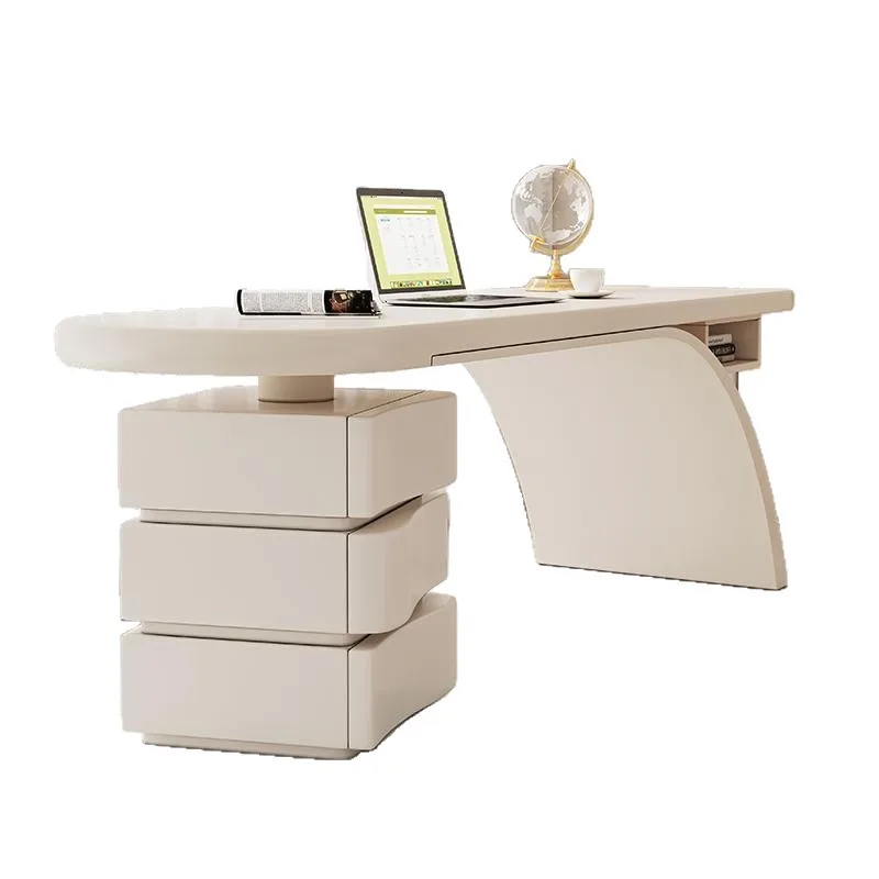 

Cream style solid wood desk, home designer French light luxury writing desk