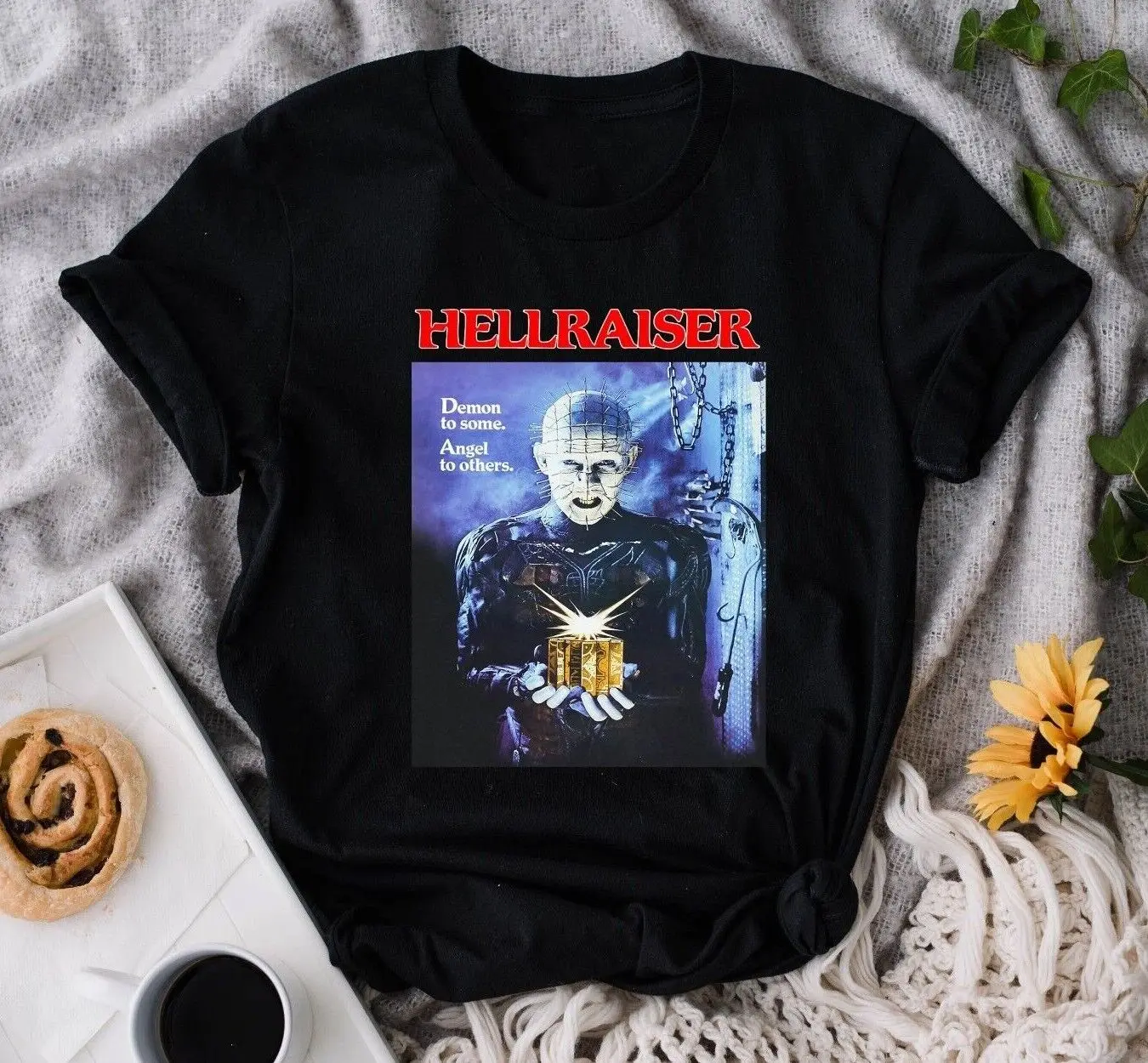 

Hellraiser 1987 Horror Movie Pinhead Demon To Some Angel To Other Quotes T-shirt